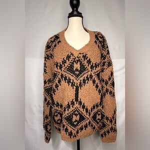 Cozy Knit Sweater in Black and Tan